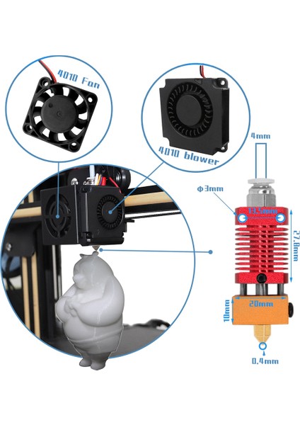 Cr-10 Hotend Tam Mk8 Desteği 3D Yazıcı Için Cr-10 Cr-10 12V Mini CR-10S 3D Yazıcı Yedek Parçaları (Yurt Dışından)