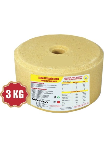 Kuzu, Buzağı ve Oğlak Için Yalama T 3 kg ( Yuvarlak Vitamin Blok )