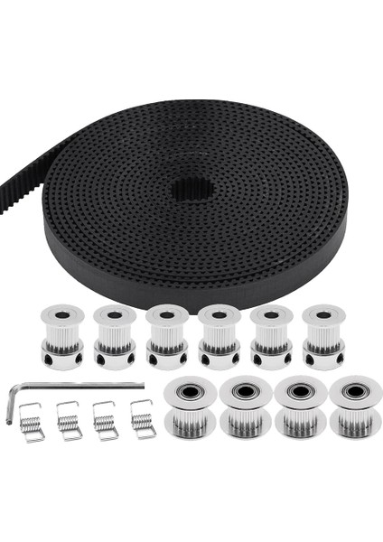 5m Gt2 Triger Kayışı 10MM Genişlik 20 Diş 5mm Delik Zamanlama Kasnağı Tekerlek +20 Diş Delik 5mm Avara Gergi Yayı Burulma (Yurt Dışından)