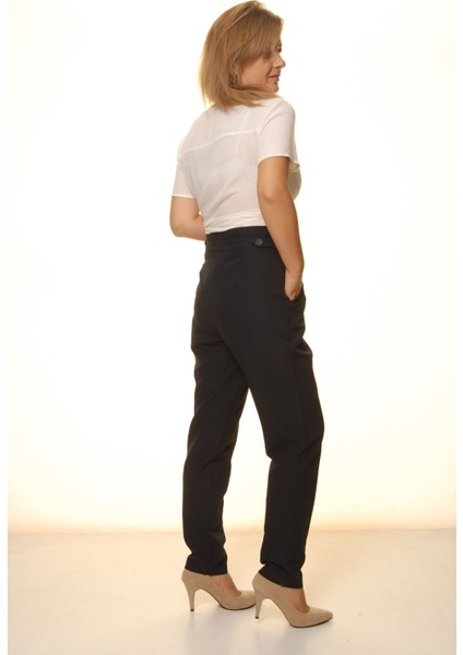 Kadın Lacivert Yüksek Bel Kumaş Pantolon 9C-4047 modelleri