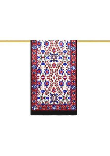 Siyah Kırmızı Selçuk Desen Ipek Fular