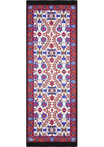 Siyah Kırmızı Selçuk Desen Ipek Fular
