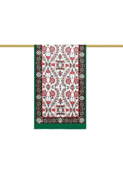Yeşil Siyah Selçuk Desen Ipek Fular