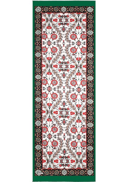 Yeşil Siyah Selçuk Desen Ipek Fular