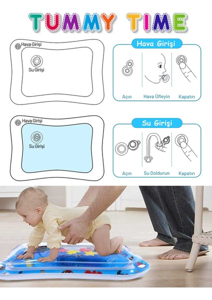 İyi Toys Tummy Time Su Oyun Matı - Bebekler Için Renkli Aktivite Matı