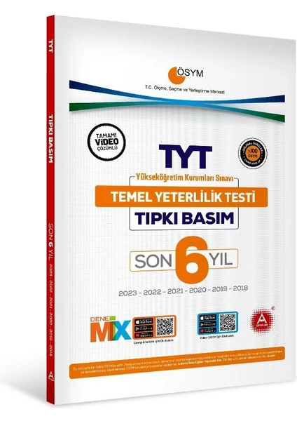 A Yayınları Son 6 Yıl TYT Tıpkı Basım Deneme Sınavı Bire Bir ÖSYM Çıkmış Sorular