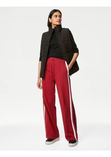 Şerit Detaylı Wide Leg Örme Pantolon