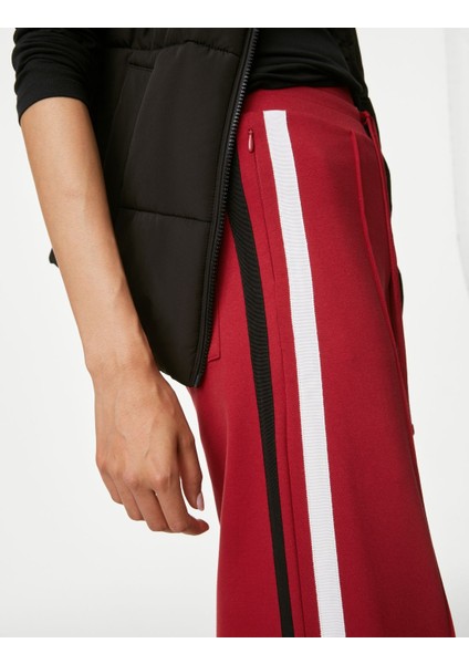 Şerit Detaylı Wide Leg Örme Pantolon