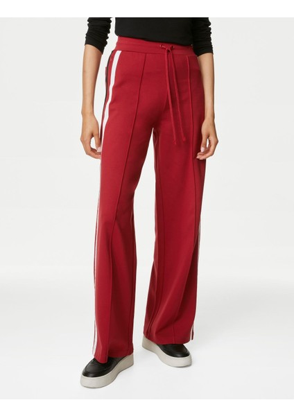 Şerit Detaylı Wide Leg Örme Pantolon