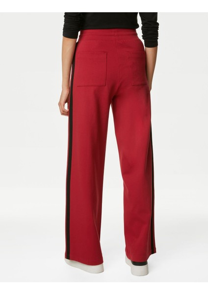 Şerit Detaylı Wide Leg Örme Pantolon