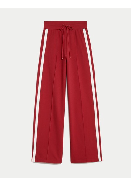 Şerit Detaylı Wide Leg Örme Pantolon