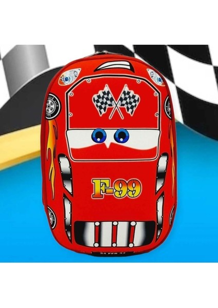 F66 Cars Kırmızı Yarış Arabası Anaokulu Kreş Eva Baskı 3-6 Yaş Sırt Çantası Okul Çantası