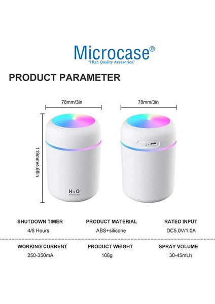 Mini 2 Renk Modlu 300 ml USB Girişli Ultra Sessiz Çok Kullanışlı Hava Nemlendirici AL4053