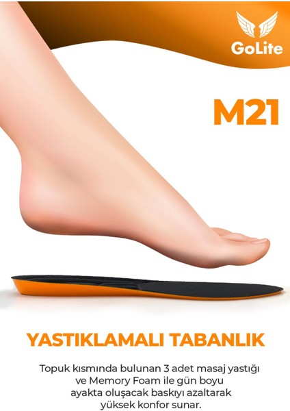 Memory Foam Yumuşak Ortopedik Tabanlık, Hafızalı Spor Ayakkabı Tabanlığı, Rahat Konforlu Iç Taban – M21 1 Çift Siyah fırsatları