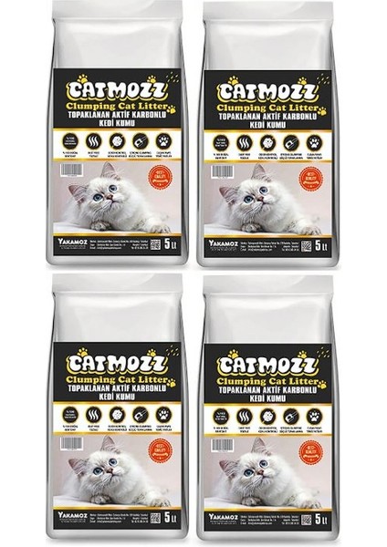 Aktif Karbon (Activated Carbon) Topaklanan Kedi Kumu 5 Lt x 4 Adet