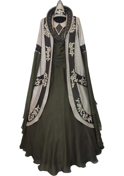 Kına Yeşili Büstiyerli Gold Kaftan