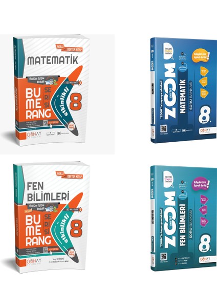 8. Sınıf Matematik ve Fen Bilimleri Bumerang Etkinlikli Kitapve Zoom Soru Bankası