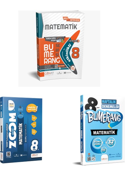 8. Sınıf Matematik Bumerang Konu Anlatımlı, Zoom Soru Bankası ve Haftalık Denemeler