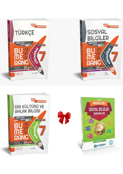 Güncel 7. Sınıf Türkçe, Sosyal Bilgiler ve Din Kültürü Bumerang Etkinlikli Kitap Konu Anlatımlı