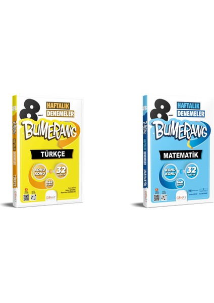 Güncel 8. Sınıf Türkçe ve Matematik Bumerang Haftalık Denemeler