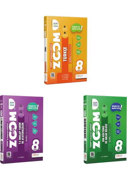 Güncel 8. Sınıf Türkçe, Sosyal Bilgiler ve Din Kültürü ve Ahlak Bilgisi Zoom Soru Bankası