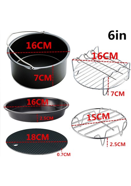 Air Fritöz Aksesuarları 6 Inç (16 cm Çap) 5'li Pişirme Seti (Yurt Dışından)