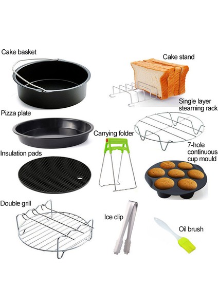 Air Fritöz Aksesuarları 8 Inç (20 cm Çap) 10'lu Pişirme Seti (Yurt Dışından)