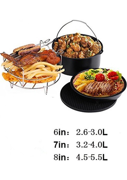 Air Fritöz Aksesuarları 8 Inç (20 cm Çap) 5'li Pişirme Seti (Yurt Dışından)