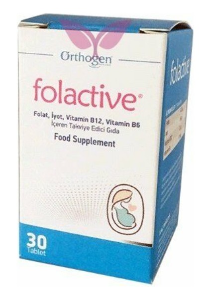 Folactive Folat İyot Vitamin B12 ve B6 İçeren Takviye Edici Gıda 30 Tablet