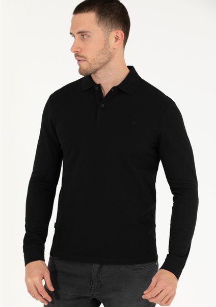 Pierre Cardin Erkek Siyah Slim Fit Basic Sweatshirt 50276035-VR046