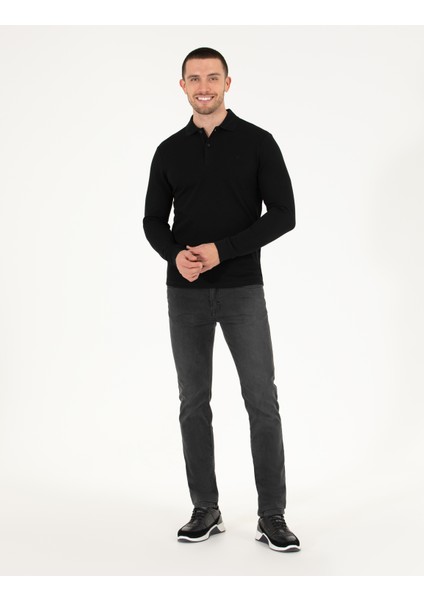 Pierre Cardin Erkek Siyah Slim Fit Basic Sweatshirt 50276035-VR046