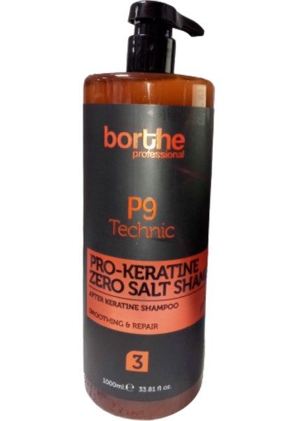 P9 Technic Pro-Keratine Zero Salt Shampoo No:3 1000 ml