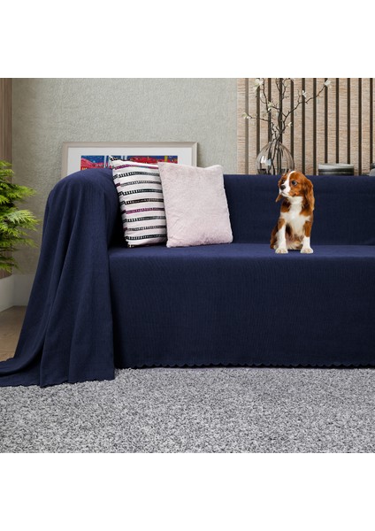 Kaymaz Koltuk Örtüsü Çift Taraflı Mikrofiber Şönil 175x300 cm Lacivert – Kedi Köpek ve Çocuk Dostu