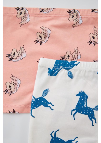 2'li Paket Unicorn Kız Çocuk Boxer Ekru/Pembe