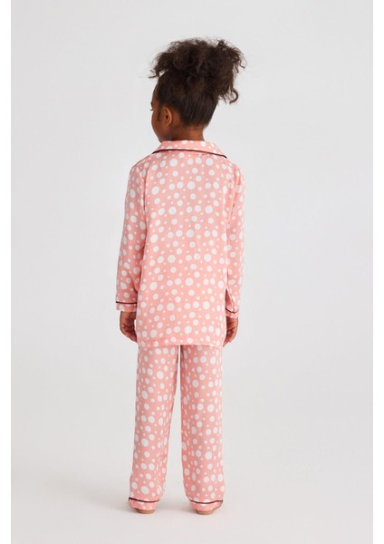 Infınıty Dots Kız Çocuk Saten Pijama Üst Gül Pembe