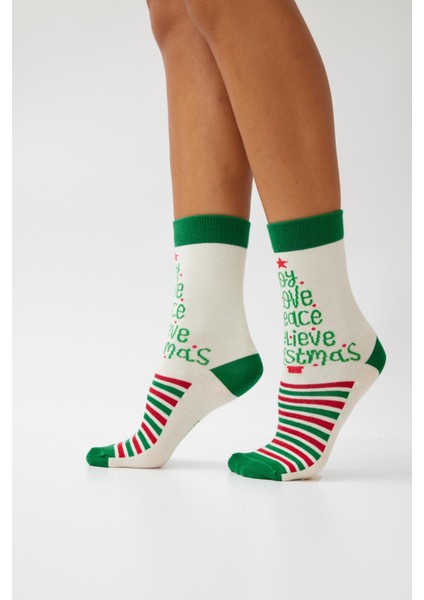 Yılbaşı Soket Çorap Ekru