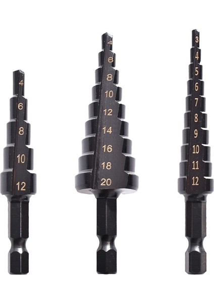 Kkmoon 3 Adet Hss Kobalt Kademeli Matkap Ucu Seti Ince Demir/çelik/pvc/ahşap (Yurt Dışından)