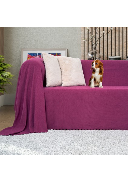 Kaymaz Koltuk Örtüsü Çift Taraflı Mikrofiber Şönil 175x300 cm Mürdüm – Kedi Köpek ve Çocuk Dostu