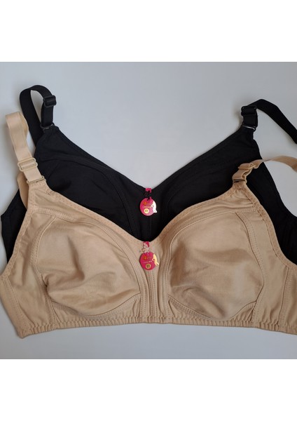 Kadın Büyük Beden Sütyen Pamuklu 2'li 2 Adet D Cup Sütyen Penye Toparlayıcı Günlük Rahat Iç Giyim