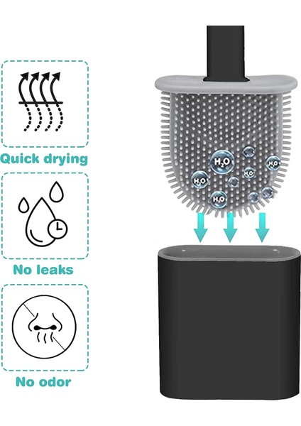 Tpr Silikon Tuvalet Fırçası ve Oturağı, Çıkarılabilir Uzun Saplı Tuvalet Fırçası, Damlama Filtresi Tabanlı Zemin/duvar Montajı (Siyah) (Yurt Dışından) fırsatları