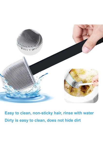 Tpr Silikon Tuvalet Fırçası ve Oturağı, Çıkarılabilir Uzun Saplı Tuvalet Fırçası, Damlama Filtresi Tabanlı Zemin/duvar Montajı (Siyah) (Yurt Dışından) indirimleri