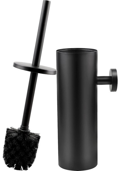 Tuvalet Fırçası ve Paslanmaz Çelik Hazneli Tuvalet Fırçası - Duvara Monte ve Ayaklı Kapaklı - Banyo Için Uzun Saplı - Mat Siyah (Yurt Dışından)