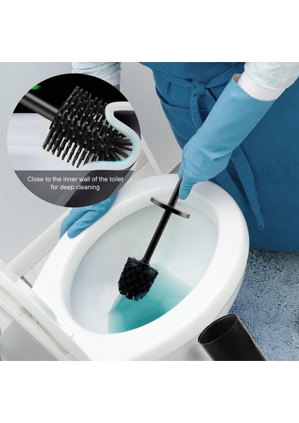 Tuvalet Fırçası ve Paslanmaz Çelik Hazneli Tuvalet Fırçası - Duvara Monte ve Ayaklı Kapaklı - Banyo Için Uzun Saplı - Mat Siyah (Yurt Dışından) indirimleri
