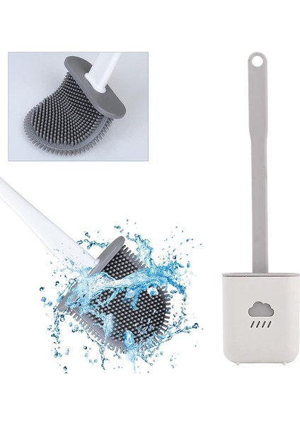 Kaymaz Tuvalet Seti, Uzun Saplı ve Çabuk Kuruyan Tutucu Seti ile Silikon Tuvalet Fırçası, Ev Banyo Için Duvara Monte, Misafir Tuvalet Fırçası (Yurt Dışından)