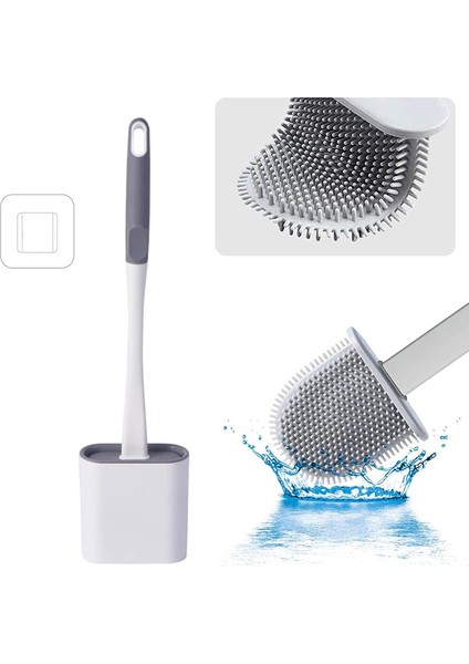 Tuvalet Fırçası, Düz Silikon Tuvalet Fırçası, Çabuk Kuruyan Tuvalet Fırçası, Tutuculu Asılı Tuvalet Fırçası, Tuvalete Uygun, Küvet, Lavabo (Beyaz) (Yurt Dışından)