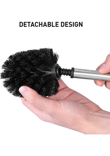 3'lü Paslanmaz Çelik Saplı Plastik Tuvalet Fırçası (Siyah + Gümüş) (Yurt Dışından)