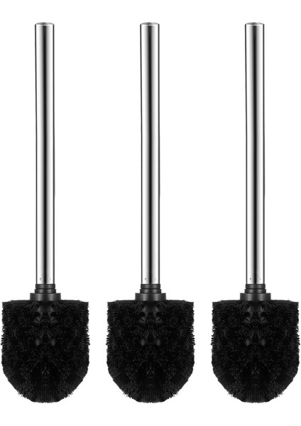 3'lü Paslanmaz Çelik Saplı Plastik Tuvalet Fırçası (Siyah + Gümüş) (Yurt Dışından) fiyatları