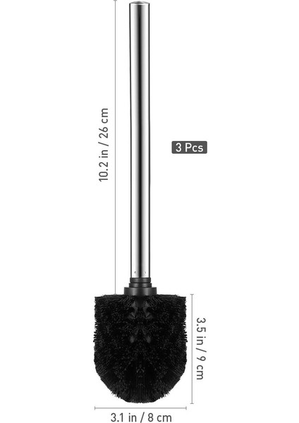 3'lü Paslanmaz Çelik Saplı Plastik Tuvalet Fırçası (Siyah + Gümüş) (Yurt Dışından) fırsatları