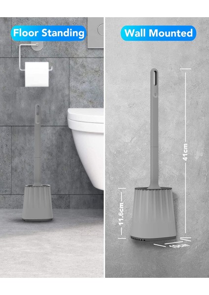 Tuvalet Fırçası, Duvara Montajlı ve Yer Standlı Silikon Tuvalet Fırçası Seti, Çift Taraflı Temizleme Fırçası Başlığı, Uzun Saplı ve Kablı (Yurt Dışından) fırsatları