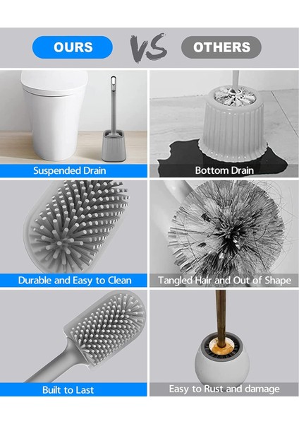 Tuvalet Fırçası, Duvara Montajlı ve Yer Standlı Silikon Tuvalet Fırçası Seti, Çift Taraflı Temizleme Fırçası Başlığı, Uzun Saplı ve Kablı (Yurt Dışından) indirimleri